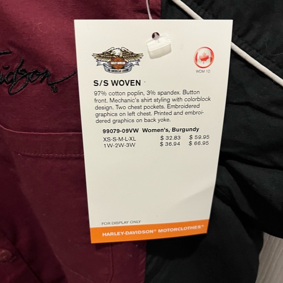 HARLEY DAVIDSON Adult Womens Burgundy and Black Short Sleeve Shirt 99089-09VW - Picture 3 of 5